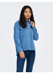 Cordjacke Only "ONLAMAZING L/S CORD SHACKET PNT", Damen, Gr. S, riviera, Cord, Obermaterial: 100% Baumwolle, unifarben, Po-bedeckend, Jacken Cordjacke