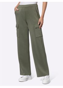 Jerseyhose Heine, Damen, Gr. 46, Normalgr&ouml;&szlig;en, gr&uuml;n (khaki), 50% Modal, 44% Polyester, 6% Elasthan, unifarben, lang, Hosen Jerseyhose