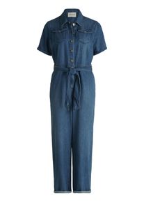 Jumpsuit Cartoon "Jumpsuit mit Bindeg&uuml;rtel", Damen, Gr. 34, EURO, blau, Obermaterial: 50% Baumwolle CO. 40% Lyocell CLY. 10% Modal CMD., Overalls Jumpsuit