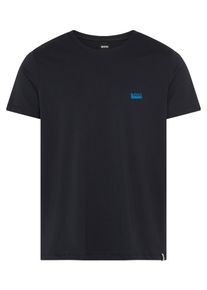 T-Shirt BOSS, Damen, Gr. M, dunkelblau 407, Jersey, Obermaterial: 100% Baumwolle, regular fit normal, Rundhals, abgesteppte Kante, Shirts T-Shirt, Rundhals, Jersey, kleines Logo, regular fit