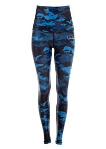 Leggings WINSHAPE "HWL102-Military", Damen, Gr. S, Normalgr&ouml;&szlig;en, blau (camo blau), 80% Polyester, 20% Elasthan, Hosen Leggings, Core-Stability-Bund mit Bauch-Weg-Effekt