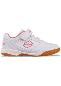 Hallenschuh Lotto, Jungen, Gr. 37, wei&szlig; (wei&szlig;, fr.pink), Kunstfaser, Synthetik, mehrfarbig, Schuhe Hallenschuh, - mit nicht-f&auml;rbender Sohle