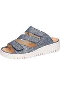 Waldl&auml;ufer Pantolette WALDL&Auml;UFER "H-WILLOW", Damen, Gr. 3,5 (36), blau (marine), Nubukleder, meliert, Basic, Schuhe Pantolette, Sommerschuh, Hausschuh, Klettschuh in Komfortweite H (= sehr weit)