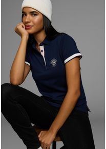 Poloshirt Kangaroos, Damen, Gr. 48/50, blau (marine, rosa), Piqu&eacute;, Obermaterial: 95% Baumwolle, 5% Elasthan, bedruckt, Basic h&uuml;ftlang, Rundhals, Rippb&uuml;ndchen, Shirts Poloshirt, mit vielen Details & Branding, Topseller