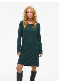 Strickkleid Vila "VIRIL L/S KNIT DRESS - NOOS", Damen, Gr. S, N-Gr, gr&uuml;n (ponderosa pine detail:schwarz melange), Feinstrick, Obermaterial: 50% Viskose, 27% Nylon, 23% Polyester, meliert, regular fit kniefrei, Rundhals, Rippstrickb&uuml;ndchen, Kleider Strickkleid