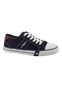 Sneaker Mustang Shoes "Calogero", Herren, Gr. 41, navy, Baumwolle, Schuhe Sneaker, Freizeitschuh, Halbschuh, Schn&uuml;rschuh mit modischen Kontrastn&auml;hten