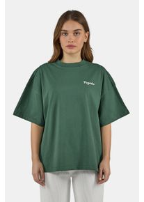 T-Shirt Pegador "Brielle Heavy Oversized Tee", Damen, Gr. S, washed solid gr&uuml;n, Jersey, Obermaterial: 100% Baumwolle, bedruckt, oversize normal, Rundhals, Shirts T-Shirt, Baumwolle, oversize