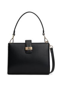 Satchel Tommy Hilfiger "TH HERITAGE MINI SATCHEL", Damen, Gr. B/H/T: 22cm x 16cm x 9cm, schwarz, Lederimitat, Taschen Satchel, Damen Umh&auml;ngetasche, Tragetasche, Schultertasche mit Logo