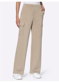 Jerseyhose Heine, Damen, Gr. 46, Normalgr&ouml;&szlig;en, beige (sesam), 50% Modal, 44% Polyester, 6% Elasthan, unifarben, lang, Hosen Jerseyhose