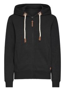 Kapuzensweatjacke oxmo "Kapuzenfleecejacke OXMILLE", Damen, Gr. XXL, schwarz, Obermaterial: 55% Polyester PES. 45% Baumwolle CO., Sweatjacken Kapuzensweatjacke