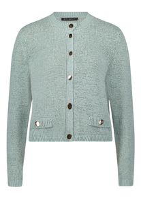 Cardigan Betty Barclay "Strick-Cardigan mit aufgesetzten Taschen", Damen, Gr. 42, gr&uuml;n (gray mist), Obermaterial: 65% Polyacryl PAN. 35% Polyamid PA., Strickjacken Cardigan
