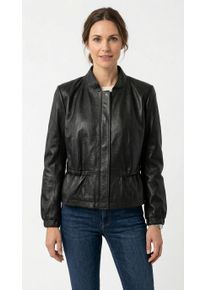 Lederjacke Mauritius "MWEliz", Damen, Gr. 4XL (48), schwarz, Obermaterial: 100% Schafsleder. Futter: 100% Baumwolle. &Auml;rmelfutter: 100% Polyester, unifarben, regular fit normal, elastischer Bund, Jacken Lederjacke, mit verstellbarer Taille