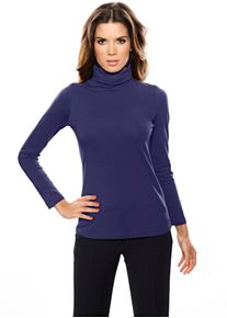 Rollkragenshirt Heine "Rollkragen-Shirt", Damen, Gr. 46, lila (pflaume), 95% Baumwolle, 5% Elasthan, unifarben, Shirts Rollkragenshirt