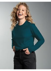T-Shirt TRIGEMA "TRIGEMA Langarmshirt aus 100% Baumwolle", Damen, Gr. L, saphir, Single Jersey, 100% Baumwolle, Basic, lang, Rundhals, Shirts T-Shirt