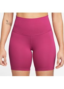 Trainingstights Nike "YOGA WOMEN'S HIGH-WAISTED SHORTS", Damen, Gr. XS, N-Gr, rot (fireberry, iron grau), Obermaterial: 80% Polyester, 20% Elasthan, Hosen Trainingstights