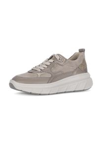 Keilsneaker Gabor, Damen, Gr. 39, hellbeige, goldfarben, Glattleder, Veloursleder, Schuhe Keilsneaker, Schn&uuml;rschuh, Halbschuh mit modischer Plateausohle