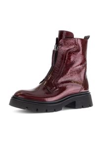 Stiefelette Gabor, Damen, Gr. 44, bordeaux, Lackleder, gl&auml;nzend, Schuhe Stiefelette, Blockabsatz, Boots, mit Front-Rei&szlig;verschluss