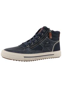 Sneaker Mustang Shoes "Masha", Herren, Gr. 42, blau (navy), Lederimitat, Basic, Schuhe Sneaker, High Top Sneaker, Schn&uuml;rboots mit Rei&szlig;verschluss