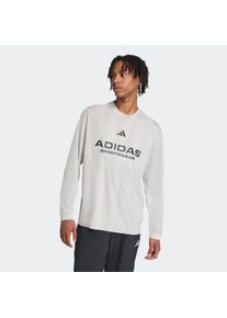 Langarmshirt adidas Sportswear "LANG&Auml;RMELIGES JERSEY AUS JACQUARD", Herren, Gr. S, metallicl grau, Obermaterial: 100% Polyester, Rundhals, angesetztes B&uuml;ndchen, Shirts Langarmshirt