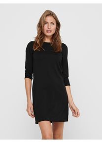Jerseykleid Only "ONLBRILLIANT 3/4 DRESS", Damen, Gr. S, N-Gr, schwarz, Jersey, Obermaterial: 82% Polyester, 13% Viskose, 5% Elasthan, unifarben, Midi, Rundhals, Kleider Jerseykleid, Sommerkleid