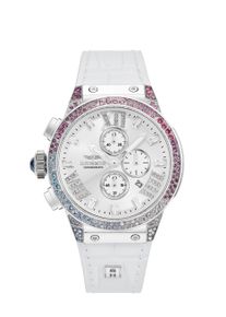 Chronograph Haemmer Germany "EMINENT", wei&szlig;, silberfarben, Armbanduhren, Damen, Chronograph, Quarzuhr, Armbanduhr, Damenuhr, analog, Tag, Stoppfunktion