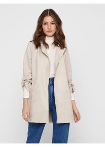 Langjacke Only "ONLJOLINE FAUX SUEDE COAT LIFE CC OTW", Damen, Gr. XS, pumice stone, Web, Obermaterial: 92% Polyester, 8% Elasthan, unifarben, regular fit Po-bedeckend, tiefer V-Ausschnitt, mit Riegel, Jacken Langjacke, mit Reverskragen, weiches Wildlederimitat