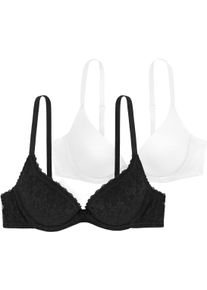 Push-up-BH Dorina "Sonia", Damen, Gr. 90, Cup B, schwarz-wei&szlig; (schwarz, wei&szlig;), Obermaterial: 90% Polyamid, 10% Elasthan, gemustert, unifarben, bequem, BHs Push-up-BH, mit vorgeformten Cups