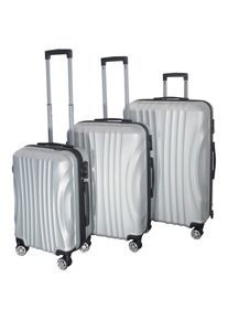 Novel Reisekofferset, Silber, Metall, Kunststoff, Textil, 3-teilig, Zahlenschloss, h&ouml;henverstellbarer Teleskopgriff, 360&deg;-Rollensystem, Tragehenkel, Netzfach, Freizeit, Koffer & Taschen, Reisekoffer-Sets