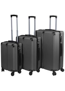 Novel Reisekofferset, Dunkelgrau, Metall, Kunststoff, Textil, 3-teilig, h&ouml;henverstellbarer Teleskopgriff, 360&deg;-Rollensystem, TSA-Schloss, Tragehenkel, Netzfach, Freizeit, Koffer & Taschen, Reisekoffer-Sets