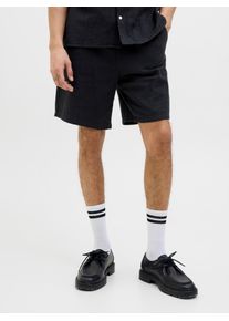 Jack & Jones Jogger Pants JACK & JONES "JPSTJAIDEN PATRAS JOGGER SHORT REG", Herren, Gr. S, N-Gr, schwarz, Web, Obermaterial: 100% Baumwolle, unifarben, relaxed fit knielang, Hosen Jogger Pants