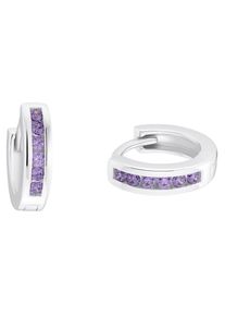 Paar Creolen Prinzessin Lillifee "2036437, 2036438, 2036439", bunt (silberfarben, lila, lila), Ohrringe, Damen, Silber 925 (Sterlingsilber), Paar Creolen, mit Zirkonia (synth.)