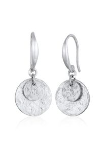 Paar Ohrh&auml;nger Elli "Ohrringe H&auml;nger Pl&auml;ttchen Kreis Rund Matt Trend 925 Silber" Gr. 25, silber, Ohrringe, Damen, 25, ohne Stein, Silber 925 (Sterlingsilber), Paar Ohrh&auml;nger