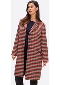 Kurzmantel sheego, Damen, Gr. 46, sand, kirsche, gemustert, 90% Polyester, 10% Wolle, kariert, M&auml;ntel Kurzmantel