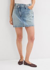bonprix Jeansrock mit asymmetrischem Bund, blau, Gr.50, Jeansrock mit schr&auml;gem Bund, 100% Baumwolle
