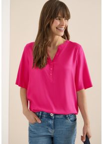 Kurzarmbluse Cecil, Damen, Gr. L (42), beetroot pink, Web, Obermaterial: 100% Viskose, unifarben, regular fit normal, Rundhals, Blusen Kurzarmbluse, mit Knopfleiste, Topseller
