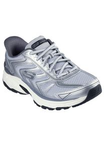 Slip-On Sneaker Skechers "STAMINA SPORT", Herren, Gr. 43, silber (silberfarben, grau), Leder, Synthetik, Textil, kontrastfarbene Details, Schuhe Slip-On Sneaker, Retro Sneaker, Schn&uuml;rschuh mit Slip-ins