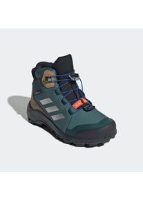 Wanderschuh adidas terrex "TERREX MID GORE-TEX", Jungen, Gr. 38, preloved teal, silber metallic, semi lucid blau, Synthetik, Textil, Schuhe Wanderschuh, wasserdicht dank Gore-Tex Membrane
