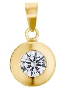 Runder Anh&auml;nger Amor "Solit&auml;r-Optik", gold (gelbgoldfarben, kristallwei&szlig;, kristallwei&szlig;), Schmuckanh&auml;nger, Damen, Gelbgold 585, 0,6 g, Runder Anh&auml;nger, mit Zirkonia (synth.)