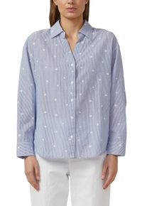 Langarmbluse s.Oliver, Damen, Gr. 36, mid blau, Web, Obermaterial: 100% Baumwolle, bestickt, gestreift, bequem h&uuml;ftbedeckend, V-Ausschnitt, Blusen Langarmbluse, im Streifen-Look und mit Allover-Stickereien