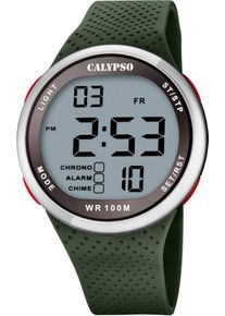 Chronograph Calypso Watches "Color Splash", gr&uuml;n (olivgr&uuml;n), Armbanduhren, Herren, Chronograph, Armbanduhr, Quarzuhr, Herrenuhr, digital, Datum, Stoppfunktion