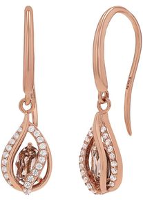 Paar Ohrhaken Amor "2020735", gold (ros&eacute;goldfarben, wei&szlig;, rosa, wei&szlig;, rosa), Ohrringe, Damen, Silber 925 (Sterlingsilber), Paar Ohrhaken, mit Zirkonia (synth.), Kristallglas