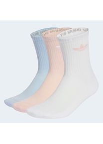 Sportsocken adidas originals "TREFOIL CUSHION CREW SOCKEN, 3 PAAR", Herren, Gr. XL (46/48), wei&szlig;, crystal sky, sandy pink, Obermaterial: 65% Baumwolle, 31% Polyester, 3% Elasthan, 1% Polyamid, Socken Sportsocken, f&uuml;r Erwachsene, 3er-Pack, mit Logodruck, wadenlang