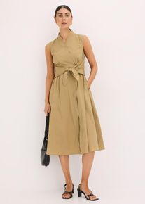 bonprix Kleid mit Bindedetail, braun, Gr.50, stilvolles Kleid mit Bindedetails, 61% Baumwolle
