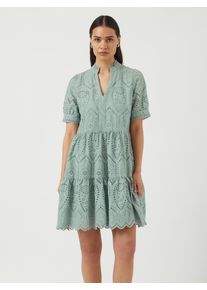 Blusenkleid Y.A.S "YASHOLI SS DRESS S. NOOS", Damen, Gr. S (36), N-Gr, gr&uuml;n (iceberg gr&uuml;n), Web, Obermaterial: 100% Baumwolle, unifarben, V-Ausschnitt, Kleider Blusenkleid, Sommerkleid