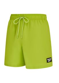 Badeshorts Reebok "Ace", Herren, Gr. L, N-Gr, retro lime, Microfaser, Obermaterial: 100% Polyester, Badehosen Badeshorts, mit kleinen Seitenschlitzen, Eingriff-Taschen seitlich