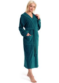 Damenbademantel OTTO HOME "Jule, ideal f&uuml;r Sauna & Spa, Hotelbademantel, Morgenmantel" Gr. S, gr&uuml;n (dunkelgr&uuml;n), L:120cm, Wirkfrottee, Hausm&auml;ntel, Damenbademantel, einfarbiger Leichtfrottier-Bademantel, hoher Baumwollanteil, XS-4XL