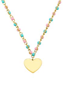 Kette mit Anh&auml;nger Prinzessin Lillifee "Herz", bunt (gelbgoldfarben, blau, rosa), Halsketten, M&auml;dchen, Edelstahl, L: 38 B: 2,2mm, Kette mit Anh&auml;nger, B:2,2mm