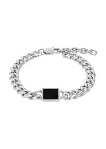 Panzerarmband Amor, edelstahlfarben, schwarz, schwarz, Armb&auml;nder, Herren, 23cm, Edelstahl, Panzerarmband, mit Achat