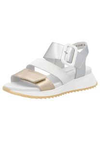 Riemchensandale RIEKER SPORT, Damen, Gr. 42, wei&szlig; (goldfarben, silberfarben, wei&szlig;), Leder, metallic, Schuhe Riemchensandale, Sommerschuh, Klettschuh, Outdoorsandale mit weichem Fu&szlig;bett