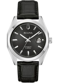 Automatikuhr Bulova "Surveyor", schwarz, Armbanduhren, Damen, Automatikuhr, Armbanduhr, Herrenuhr, Damenuhr, Lederarmband, Saphirglas